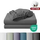 LeBonsoir Drap-housse 150 x 200 cm, hauteur de poche 30 cm, 100 % coton, bords élastiques anti-effilochage - Gris foncé image 0