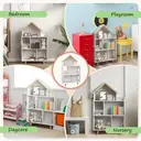 ZONEKIZ Toy Storage Shelf, 3 Tier Children Bookcase, Kids Bookshelf with Six Cubes, for Playroom, Nursery, Bedroom, Kids Room - White image 7