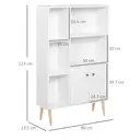 HOMCOM Sideboard Storage Cabinet Cupboard, Open Bookcase with 2 Doors 5 Compartments Wooden Modern Style for Living Room Bedroom Kitchen 80 x 23 x 123 cm, White image 2