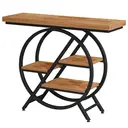 LANTINE Table console industrielle avec cadre géométrique métallique et plateau épais brun rustique - 100 cm image 6