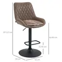 HOMCOM Bar Stools Adjustable Quilted Faux Vintage Leather Brown/Black 2pcs image 4