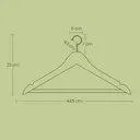 Wooden Hanger, 44.5x23x1.2cm, White/Silver, Set of 10 image 5