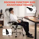 HOMCOM Office Chair with 6-point Vibration Massage and Heat, Velvet-feel Fabric Desk Chair with Footrest, Linkage Armrests, High Back, Adjustable Height, 135° Reclining for Home Office, Cream White image 7
