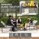 Outsunny 4 Piece Garden Sofa Set, 2 Single Armchair, Loveseat and Coffee Table Set with Steel Frame, Outdoor Furniture with Thick Cushions, Light Grey image 4