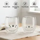 Ju7cer Lot de 2 verres à double paroi chat et ours - 260 ml image 4