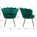 CHAIRUS Chaise d'appoint en velours en forme de pétale avec pieds dorés - Vert image 2