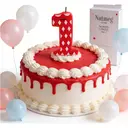 Nutmeg Cake Candle Animal Number 1 Red image 1