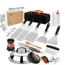 Huacan Stainless steel iron plate barbecue shovel tool barbecue set 27 pieces image 5