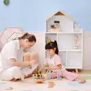 ZONEKIZ Toy Storage Shelf, 3 Tier Children Bookcase, Kids Bookshelf with Six Cubes, for Playroom, Nursery, Bedroom, Kids Room - White image 1