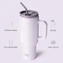 Bottle Bottle Insulated Mug 40 oz (1200 ml)， Mug with Straw and Handle， Stainless Steel Vacuum Straw Mug for Gifts， Parties， Office， Coffee (Purple), New Year Sale , Top gift picks image 1