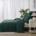 MEEALLHOME Parure de lit texturée Seersucker vert foncé - 1 housse 240 x 220 cm et 2 taies 65 x 65 cm image 1