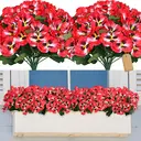 Yuejia 4Pcs 11in/28cmArtificial Pansies Flowers Outdoor Faux Flowers Plastic Plants Artificial Silk Flowers for Front Porch Garden Window Box Hanging Planter Decoration(red) image 7