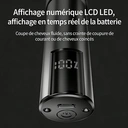 komingdon Tondeuse électrique professionnelle avec écran LED, rechargeable par USB, coupe précis pour cheveux et barbe des hommes, peigne de restriction inclus, idéal pour la maison, cadeau parfait pour la fête des pères ou les fêtes, argent image 3