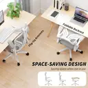 HOMCOM Foldable Desk Chair, Mesh Office Chair with Folding Backrest, 2D Headrest, Flip-up Armrest, Lumbar Support, Swivel Wheels,Space Saving Chair for Home Office, Light Grey image 6