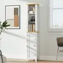 kleankin Slim Bathroom Storage Unit with Open Compartment, Bathroom Storage Cabinet with Adjustable Shelf, 34 x 23 x 165 cm, White image 8