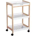 HOMCOM 3-Tier Mobile Kitchen Trolley Cart Storage Shelves Rack Rolling Wheels White 46 x 35 x 74.5 cm image 0