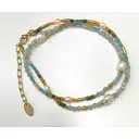16.5-Inch Women's Colorful Natural Gemstone Beaded Necklace, Gold Plated Accents image 3