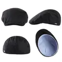 TOP-EX Casquette gavroche en lin 100 % pour homme, intérieur en coton, taille M/L - Noir image 1