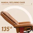 HOMCOM Manual Recliner Chair with Footrest, Upholstered Reclining Armchair with Adjustable Backrest and Steel Frame Brown image 2