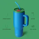 Bottle Bottle 40oz Stainless Steel Vacuum Tumbler With Handle And Straw, Travel Mug, Car Cup, Water Bottle For Gifts, Party, Office, Coffee (Deep Sea) image 2