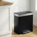 SONGMICSHOME  Dual Compartment Pedal Rubbish Bin, 2 x 30L Stainless Steel Recycling Kitchen Bin, Soft Close Lid, with Inner Buckets, Grey image 3