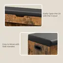 Ochama x SONGMICS Storage Bench with Cushion, Shoe Bench with Padded Seat, Entryway Bench with 3 Compartments, Hidden Storage, Shelves, Rustic Brown image 7