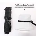 TOP-EX Chapeau de soleil type seau pour femme à large bord, perforation pour queue de cheval, pliable pour l’été, voyage, plage et plein air, blanc image 3