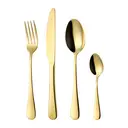 FangYuan Set de 4 couverts classiques en acier inoxydable compatible lave-vaisselle - Or image 1