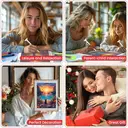 JU7CER Kit de broderie diamant 5D Chat noir et coucher de soleil - 30 x 40 cm image 5