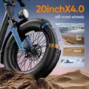 URLIFE Vélo électrique adulte 20 pouces, Tout-terrain pneus larges montagne et越野, Avec écran LCD couleur, Batterie amovible e image 4