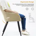 CLIPOP Faux Leather Dining Chairs Set of 2 Cream Living Room Chairs with Arms and Metal Legs, Lounge Chair for Kitchen Counter Home Office 0017cr cream 41*51*83 cm image 5