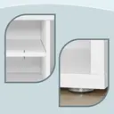 Ochama x SONGMICS Storage Bench with Cushion, Shoe Bench with Padded Seat, Entryway Bench with 3 Compartments, Hidden Storage, Shelves, White image 5