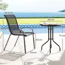 Outsunny 3 Pieces Garden Dining Set, 2 Seater Garden Furniture with High Back Stackable Chairs and Round Glass Top Table, Outdoor Bistro Set for Patio, Black image 2
