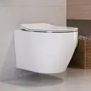 DeerValley randloos, wastafelonderste toilet met softclose-toiletbril, stille werking, glad keramiekoppervlak, D-vormig ontwerp, 51,5 cm diepte, voor de badkamer image 1