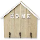 ALPHYNIX Porte-clés mural en forme de maison avec 3 crochets en métal - Bois image 0