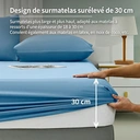 ochama Drap-housse en coton pur brossé 160 x 200 cm - Bleu image 3