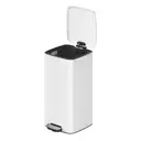 SONGMICSHOME  Trash Can, 8-Gallon Trash Bin, Stainless Steel Kitchen Garbage Can, White image 0