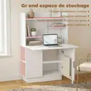 HOMCOM Bureau Pliant, Bureau Informatique avec Plateau Rabattable, Étagères de Rangement et Placard, Style Moderne, 80 x 30 x 128 cm, Blanc image 4