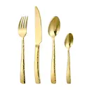 FangYuan Set de 4 couverts en acier inoxydable texturé compatible lave-vaisselle - Or image 2