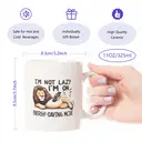 Alphynix 1pc 11oz White Mug with Lazy Lion on "Energy-Saving Mode" Funny Quote, Humorous Gift for Christmas or Thanksgiving image 7