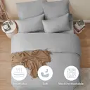 LeBonsoir Parure de lit brossée avec 1 housse de couette 240 x 220 cm et 2 taies d’oreiller 65 x 65 cm, avec fermeture éclair - Gris clair image 3