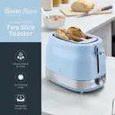 Swan Retro Revive 2 Slice Toaster, Hidden Cord Storage, Vintage, Variable Width Slots, 930W, Coated Stainless Steel, Blue with Chrome Accents - ST19028BLU image 1