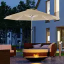 Outsunny 3(m) Solar Powered Garden Parasol with Lights, LED Lighted Deck Umbrella with 48mm Aluminium Pole, Crank, Solar Charged and USB Type-c, for Balcony, Outdoor and Lawn, Khaki image 1