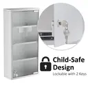 HOMCOM 4 Tier Stainless Steel Wall Mounted Medicine Cabinet Glass Lockable Door Storage Shelves Houseware Bathroom Furniture 60Hx30Wx12D(cm) w/2 Keys image 4