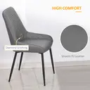 HOMCOM Set Of 2 Quilted PU Leather Dining Chairs with Metal Frame 4 Legs Foot Caps Home Seating Modern Stylish Executive Grey image 3