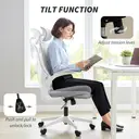 HOMCOM Foldable Desk Chair, Mesh Office Chair with Folding Backrest, 2D Headrest, Flip-up Armrest, Lumbar Support, Swivel Wheels,Space Saving Chair for Home Office, Light Grey image 7
