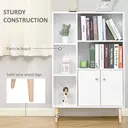 HOMCOM Sideboard Storage Cabinet Cupboard, Open Bookcase with 2 Doors 5 Compartments Wooden Modern Style for Living Room Bedroom Kitchen 80 x 23 x 123 cm, White image 4