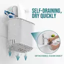 TAILI Porte-brosse à dents à ventouse lot de 2, ventouse puissante pour dentifrice et brosse à dents, porte-rasoir de douche auto-égouttant, porte-brosse à dents de douche mural, support de vaisselle de cuisine, Gris image 3