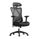 Ochama x SONGMICS Chaise de bureau, chaise de travail ergonomique, chaise d’ordinateur, chaise en maille, avec soutien lombaire et appui-tête réglables, hauteur réglable, noir image 0