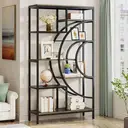Tribesigns Geometric Bookcase 179cm Industrial Bookcase 8 Tier Bookcase Rustic Bookshelf Metal Frame Tall Freestanding Open Shelves for Living Room (Grey, 1) image 7